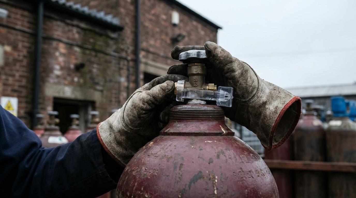 Checking a cylinder valve and seal before it leaves the yard