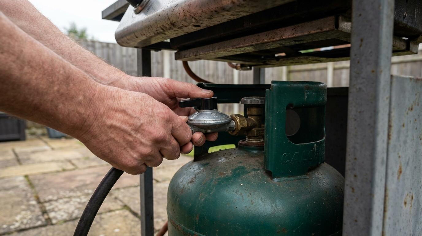 Connecting a clip-on regulator to a Patio Gas bottle